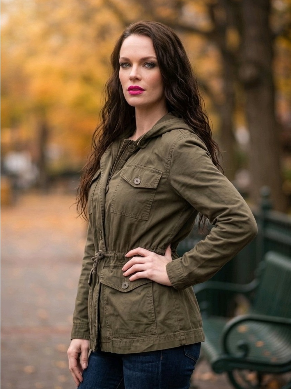 J.Crew Olive Green Field Jacket Hooded Military Utility Cargo Cotton Small